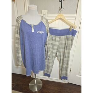Sleep by Cacique 2 Piece Pajama Lounge Set Blue Gray Sz 22/24